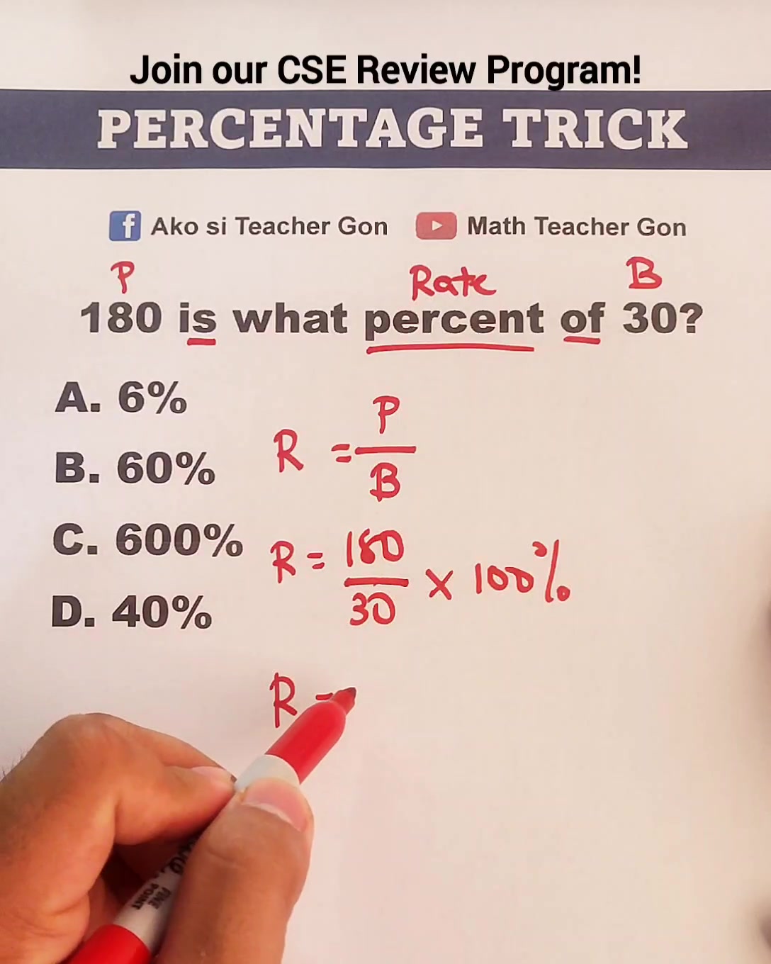 PERCENTAGE TRICK - CSE Review! Join our Civil Service Exam Review ...