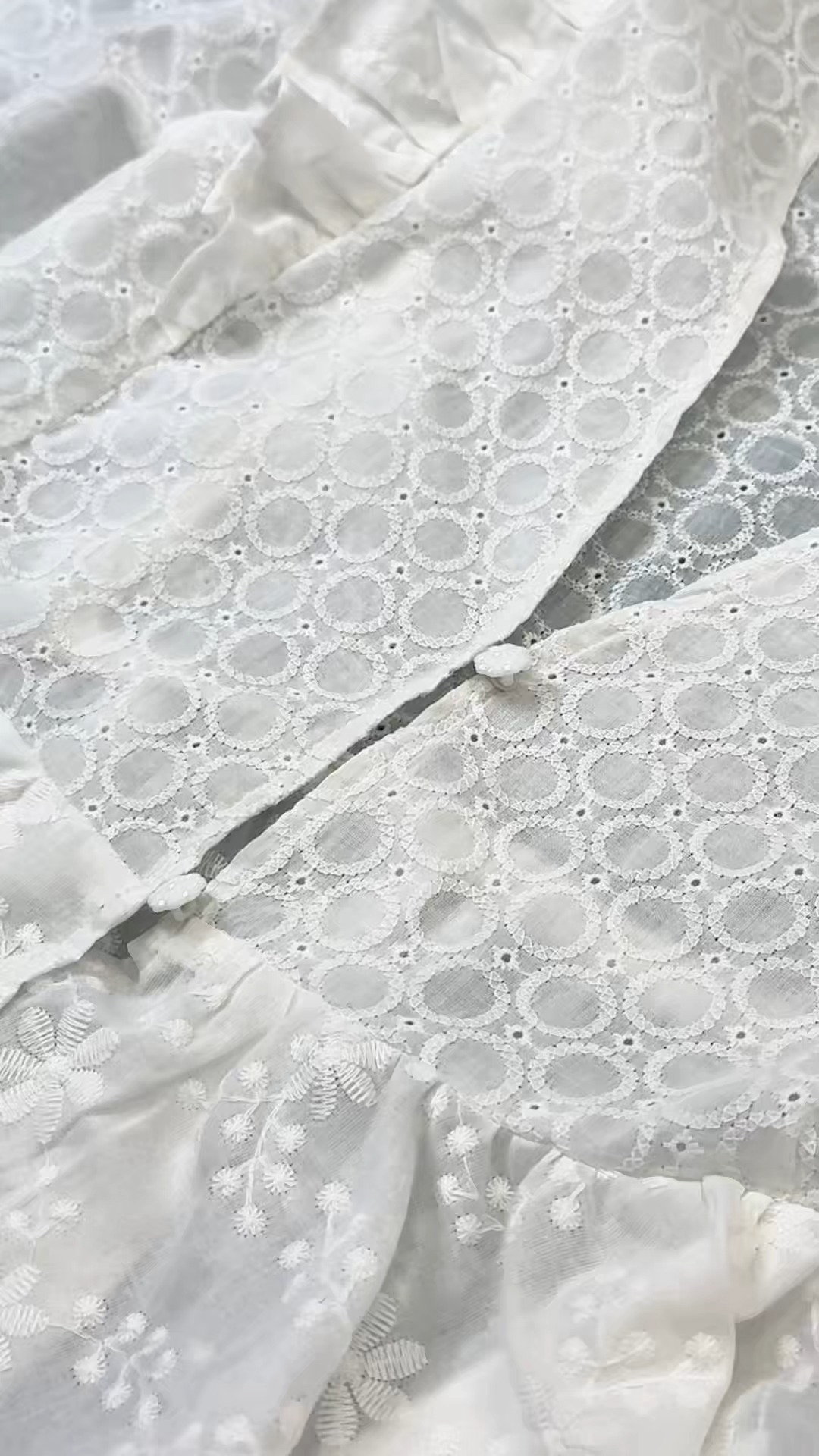 cotton lace fabric for dresses Small sewing details make a huge difference in custom garment making! 🌸✨ Elevate your handmade blouses and by adding delicate trim along the hem and sewing custom elastic button loops Color:EGGSHELL Zimmermann Square Neckline Midi color-description:Violet Indigo Wedding dress FIT About 48.25 from