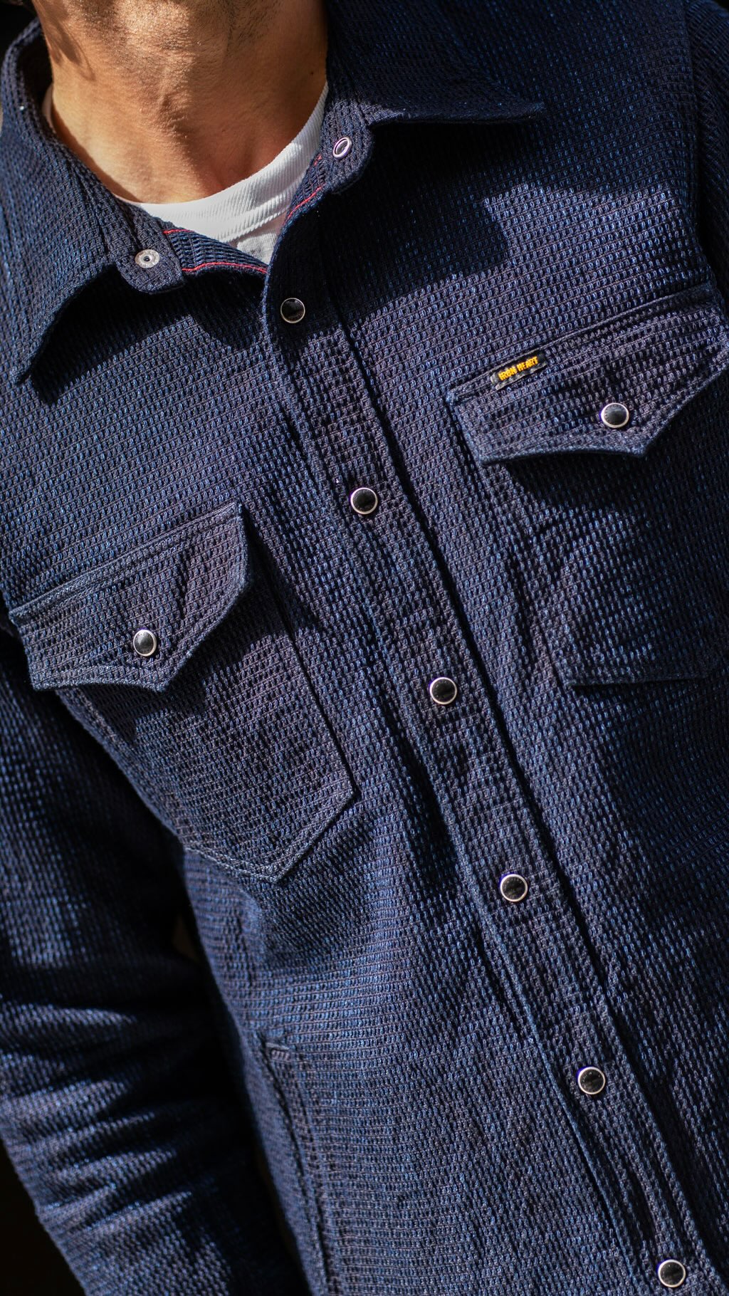 Iron Heart's Dobby Indigo CPO shirt is here. The IHSH-437-IND