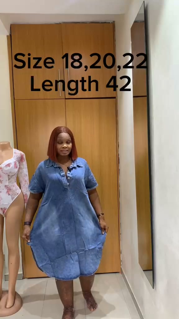 Plus size denim dress Available in UK plus size 18,20,22 Price: 23,000 # denimdress #plussize #plussizeclothing #naijabrandchick #curvygirl #curvyfashion #jeansoutfit #gown #fashionist