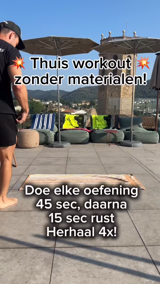 Thuis workout zonder materialen! 💥 Trainen waar je wilt, zelfs op ...