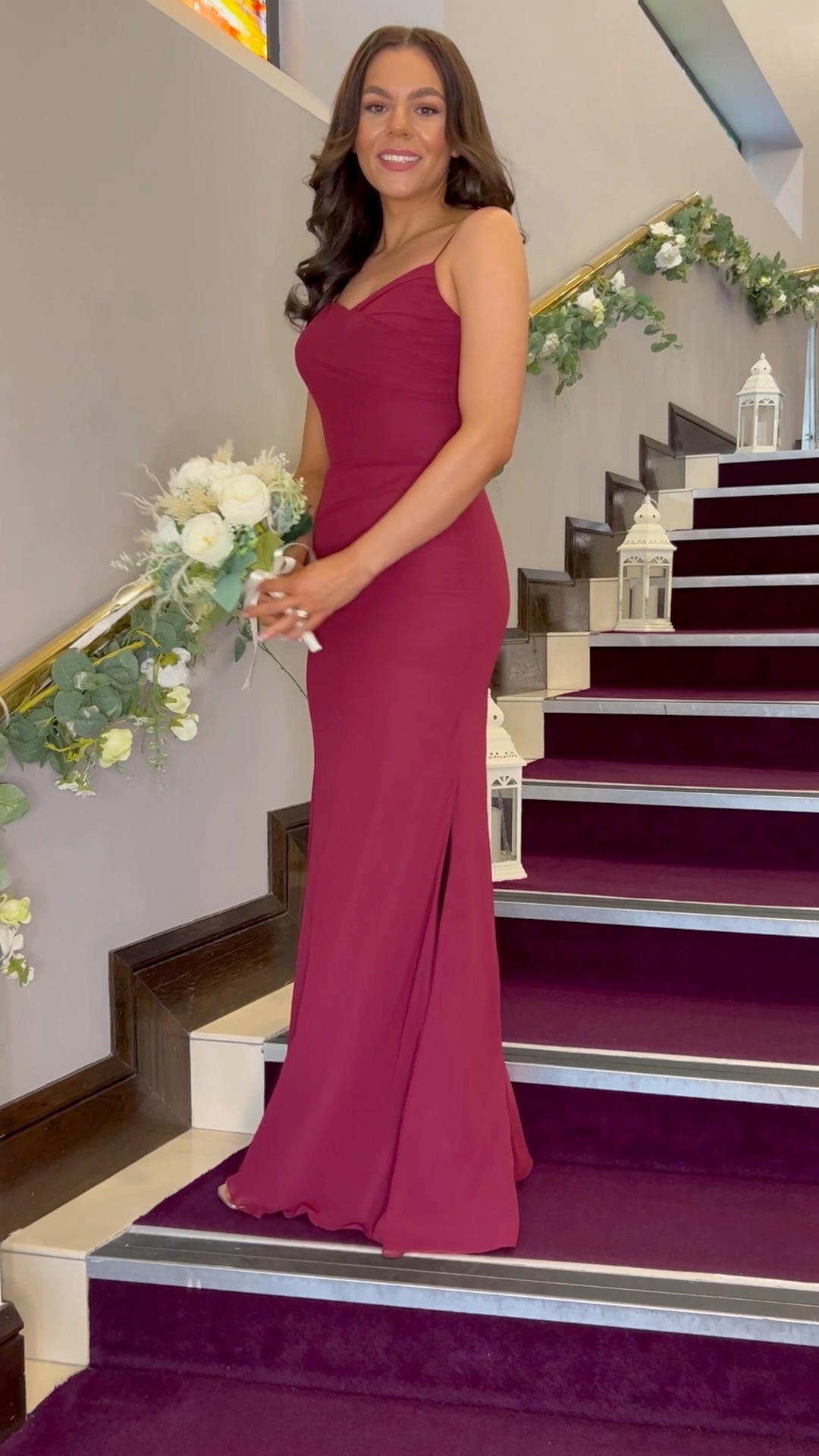lace floral dress Long Floral-Lace Formal Dress: La Femme 30803 Champagne / 4 Size:9 E One Shoulder Hawaiian Wedding US2 Model Information pcat-321