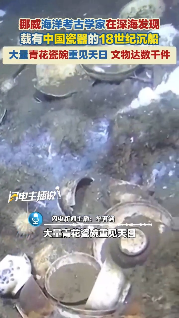 挪威深海发现载有中国瓷器的18世纪沉船：大量青花瓷碗重见天日，文物达