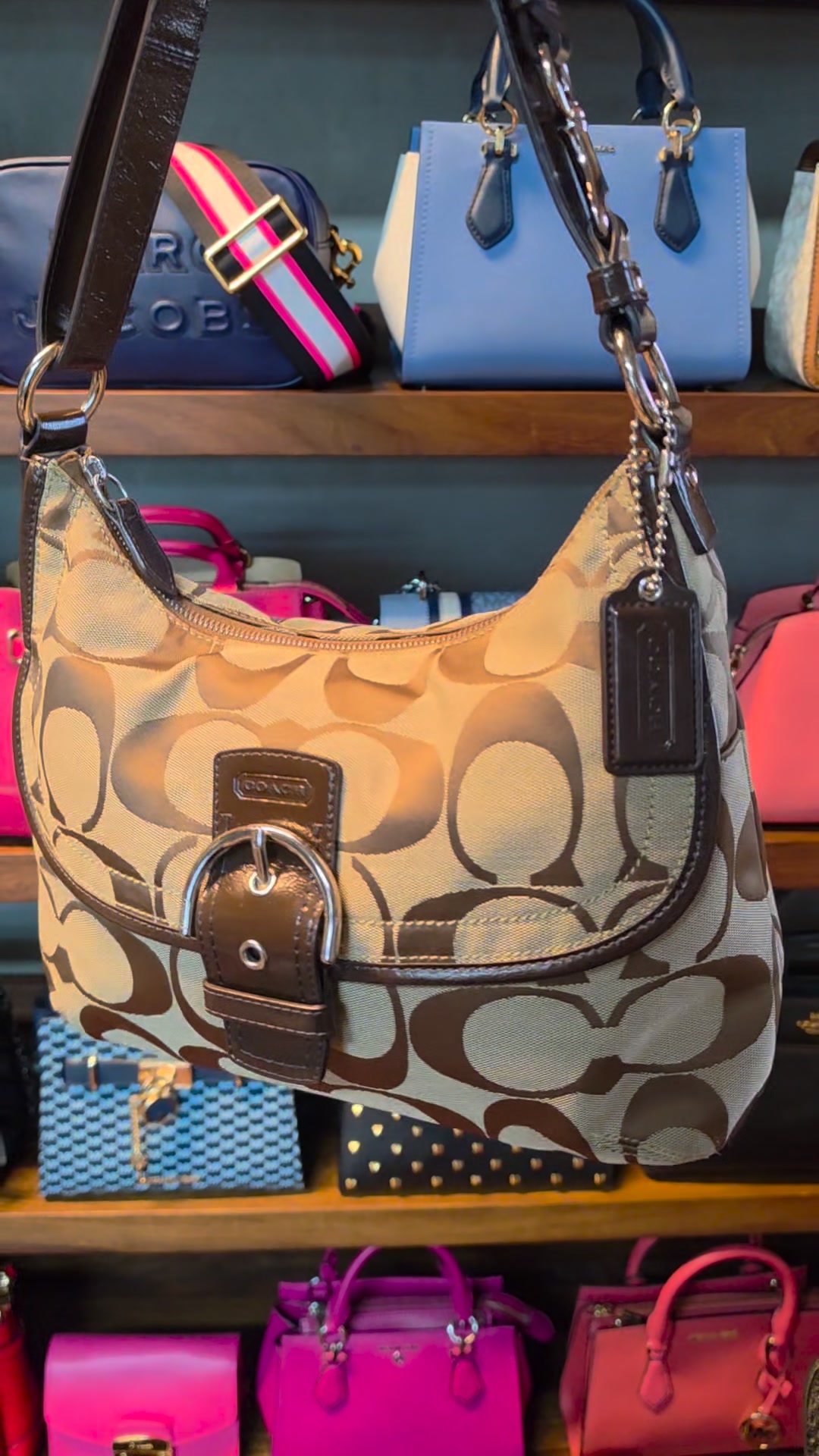 バッグ COACH leather one shoulder bag archive A statement bag moment if we've ever seen one 👜✨ The patchwork