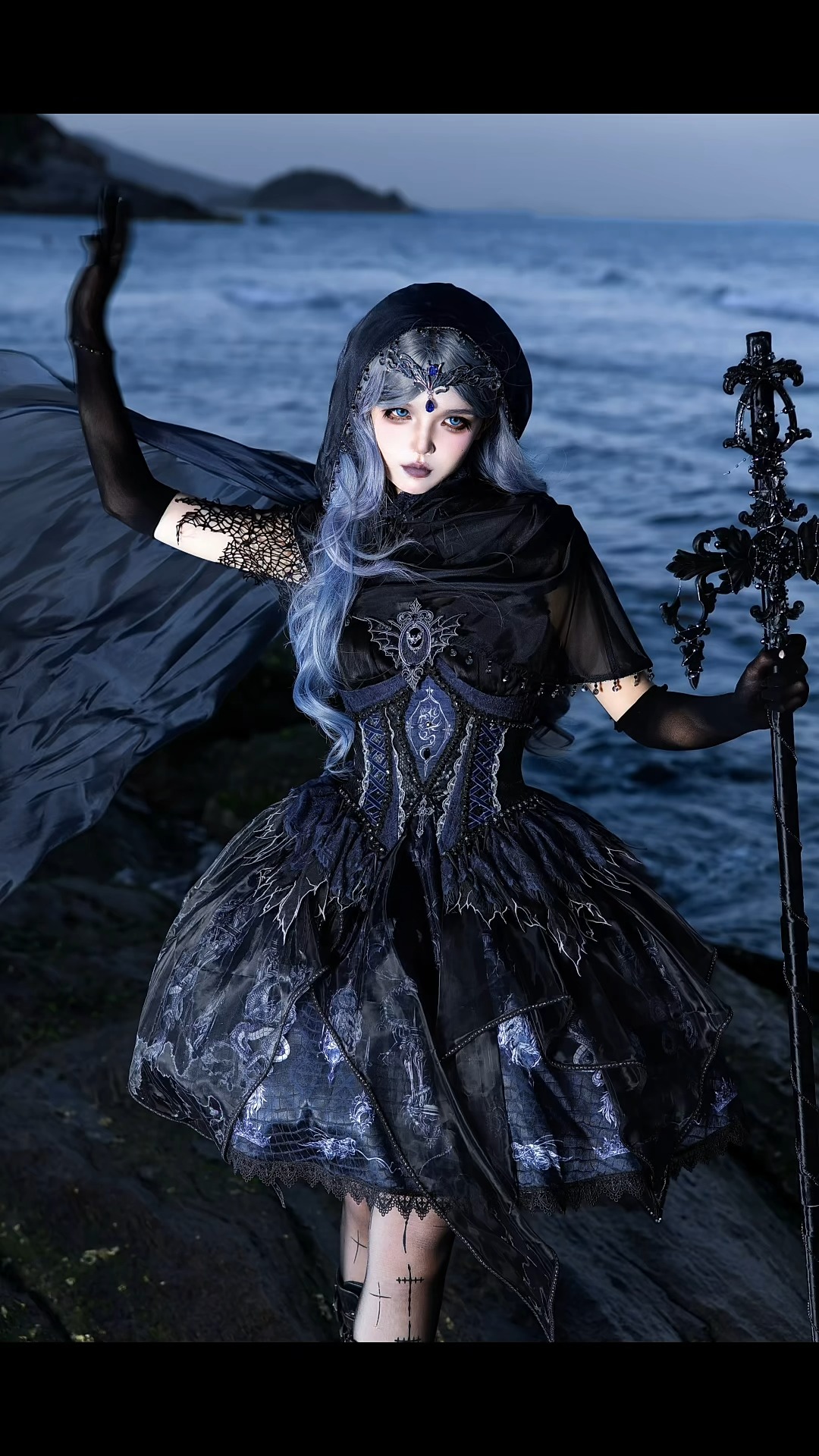 blue goth dress Dive into the mystery of the deep sea with this enchanting Deep Ocean Gothic Lolita dress. 🌊💙, Like a mermaid emerging from the depths, it's elegant, ethereal, and unforgettable., 🔍 Search victorian events and any KATE Royal blue Little black dress: Eternal Size:US16/UK20