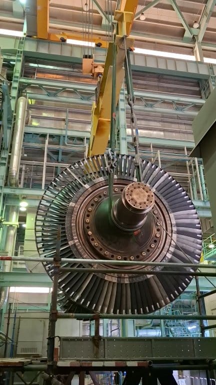 Lifting of GE 9FA GT rotor from stands. #gasturbine #generalelectric # ...