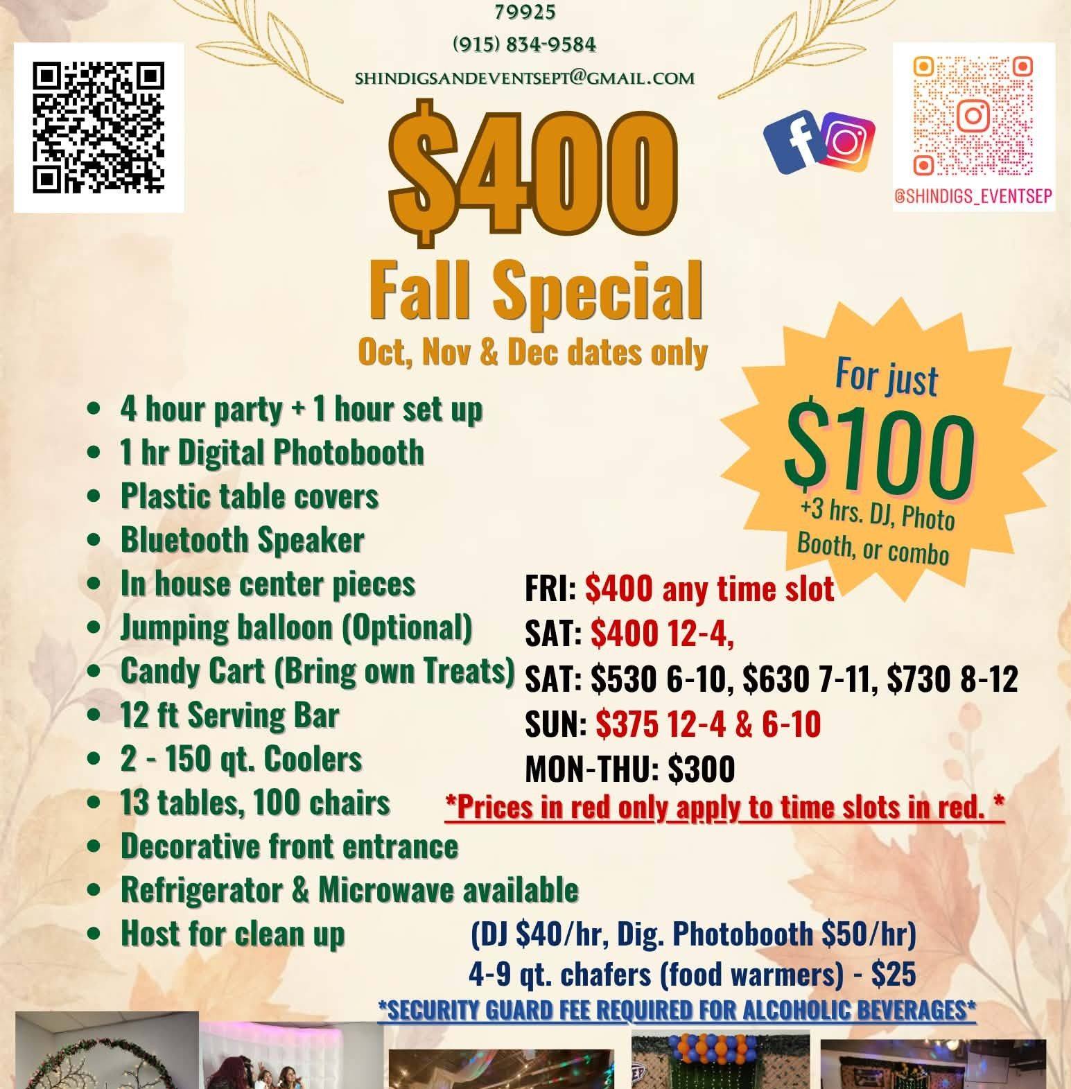 🚨NOV 7TH (SAT OPEN)🚨 $375-$400 for... - Guillermo Juarez | Facebook