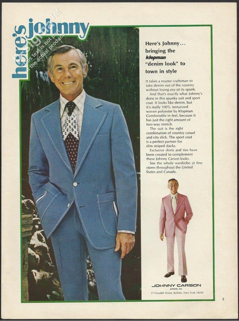 Does anyone remember when Johnny Carson had his own line of men's clothing?