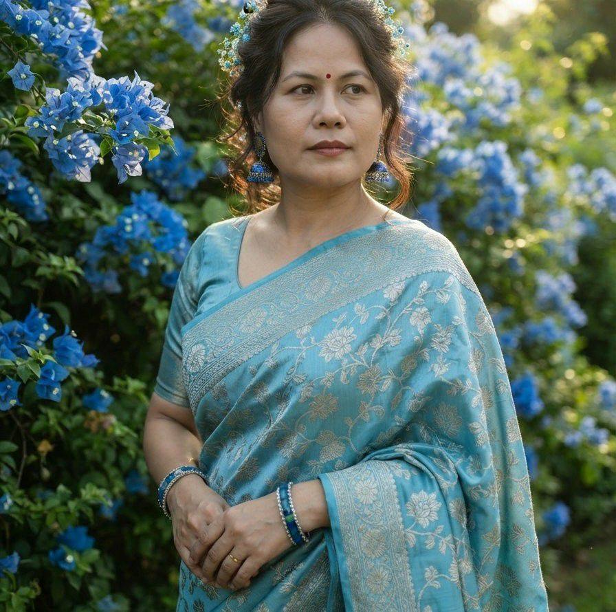Saree elegance meets natural beauty. What is your favorite traditional ...
