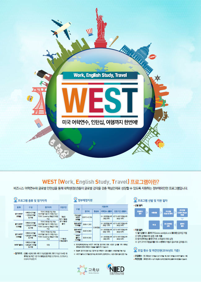 WEST Program - 2016년도 WEST 프로그램 모집일정과 정부재정지원을 한눈에 볼 수 있는...