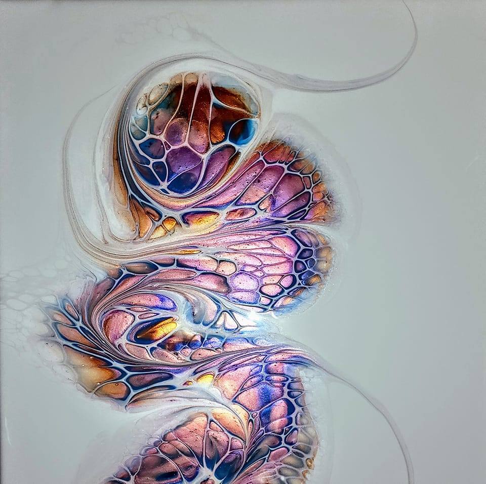 Gee’s Acrylic Pouring For Beginners | Black and white peacock cells ...
