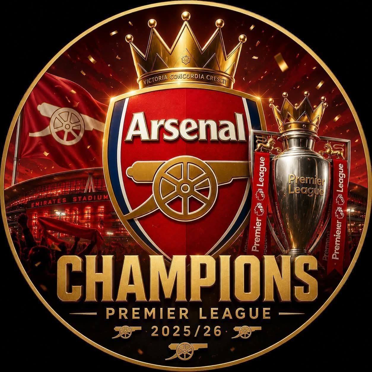 It's Arsenal's crown 👑 The red and white ribbons are finally on the ...
