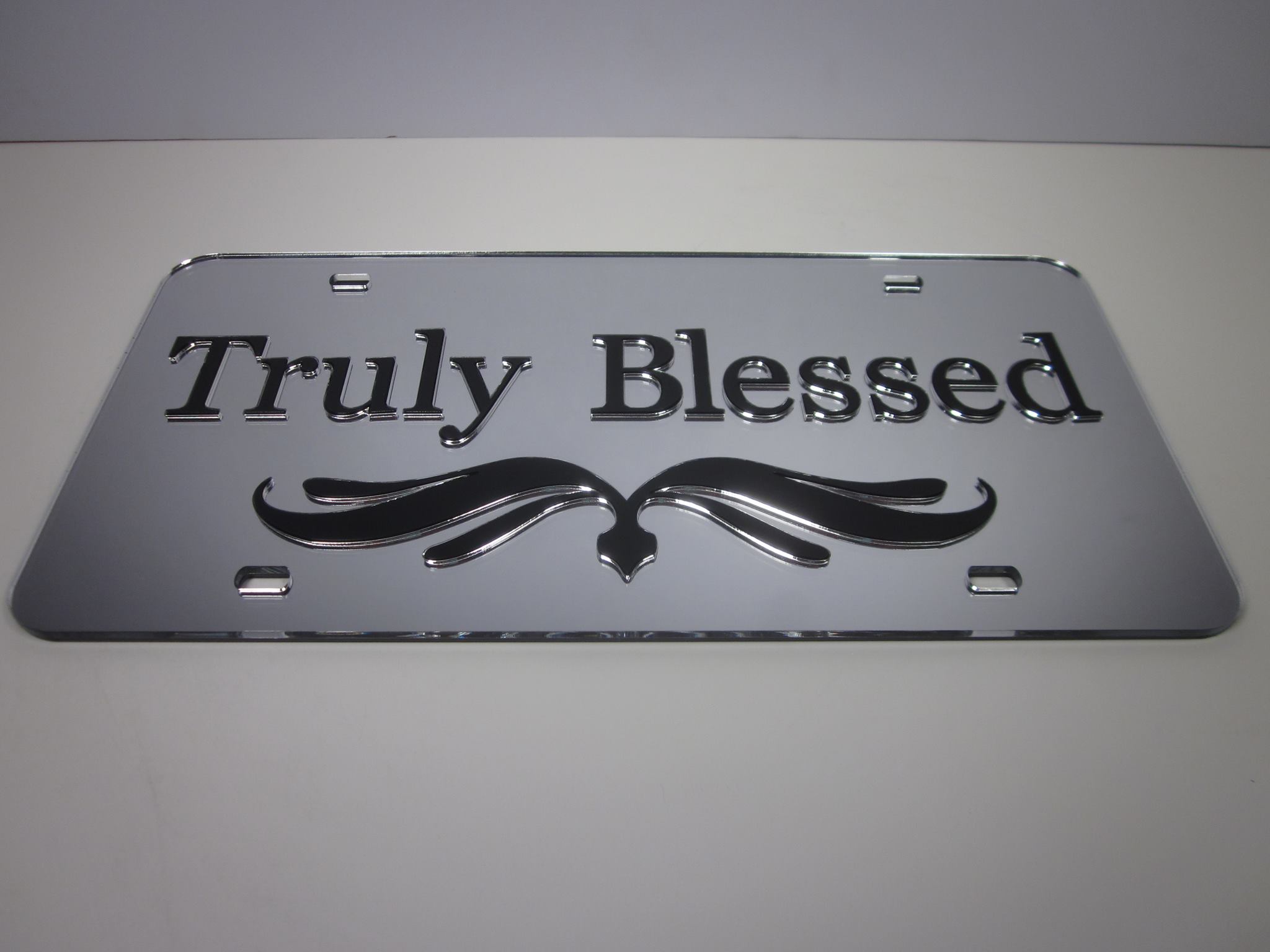 Custom Personalized Aluminum License Plate Frame - Chrome Mirror Finish Front Plate 9 thumbnail image