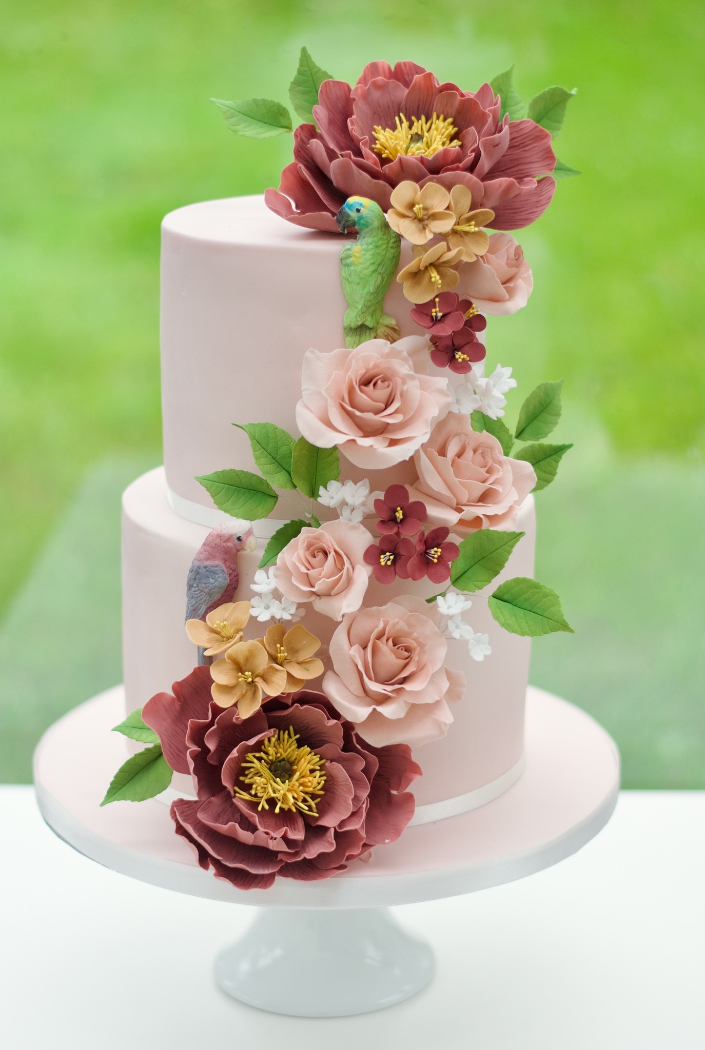 Sugar Ruffles - A 2-tier dusky blue wedding cake with... | Facebook