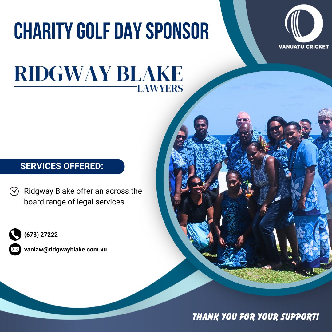 Vanuatu Cricket - 🙏⚖️ A huge thank you to Ridgway Blake... | Facebook