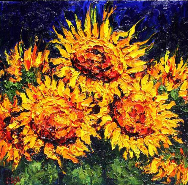 The Golden Bloom, 30x30 inches #floralpainting #texturedpainting # ...