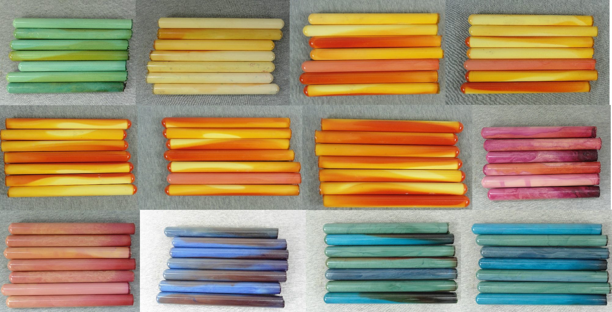 Different Colors & Types of Amber Bakelite Catalin Rods & Blocks