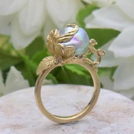 彫金作品　アメジスト　リーフモチーフリング 彫金作品 アメジスト リーフモチーフリング 彫金作品 アメジスト