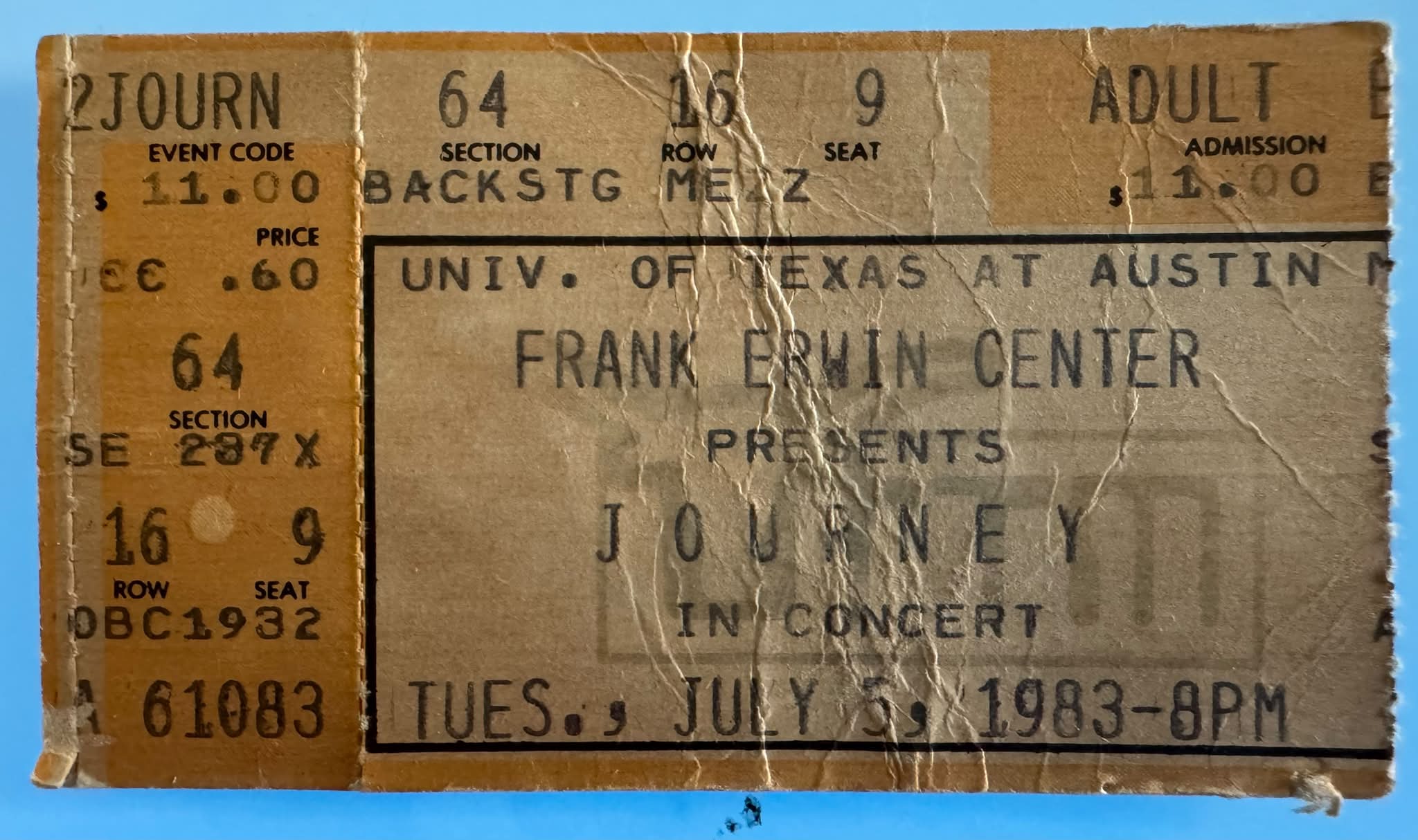 Journey's Frontiers tour at Frank Erwin Center in 1983 | Austin, TX