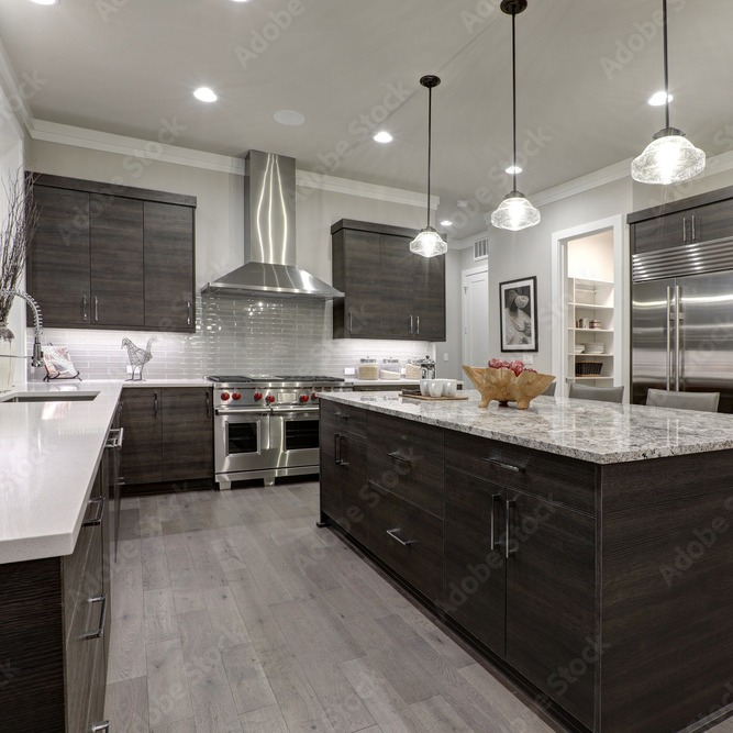 Bold color. A calmer countertop. Mustard cabinetry, walnut warmth, and ...