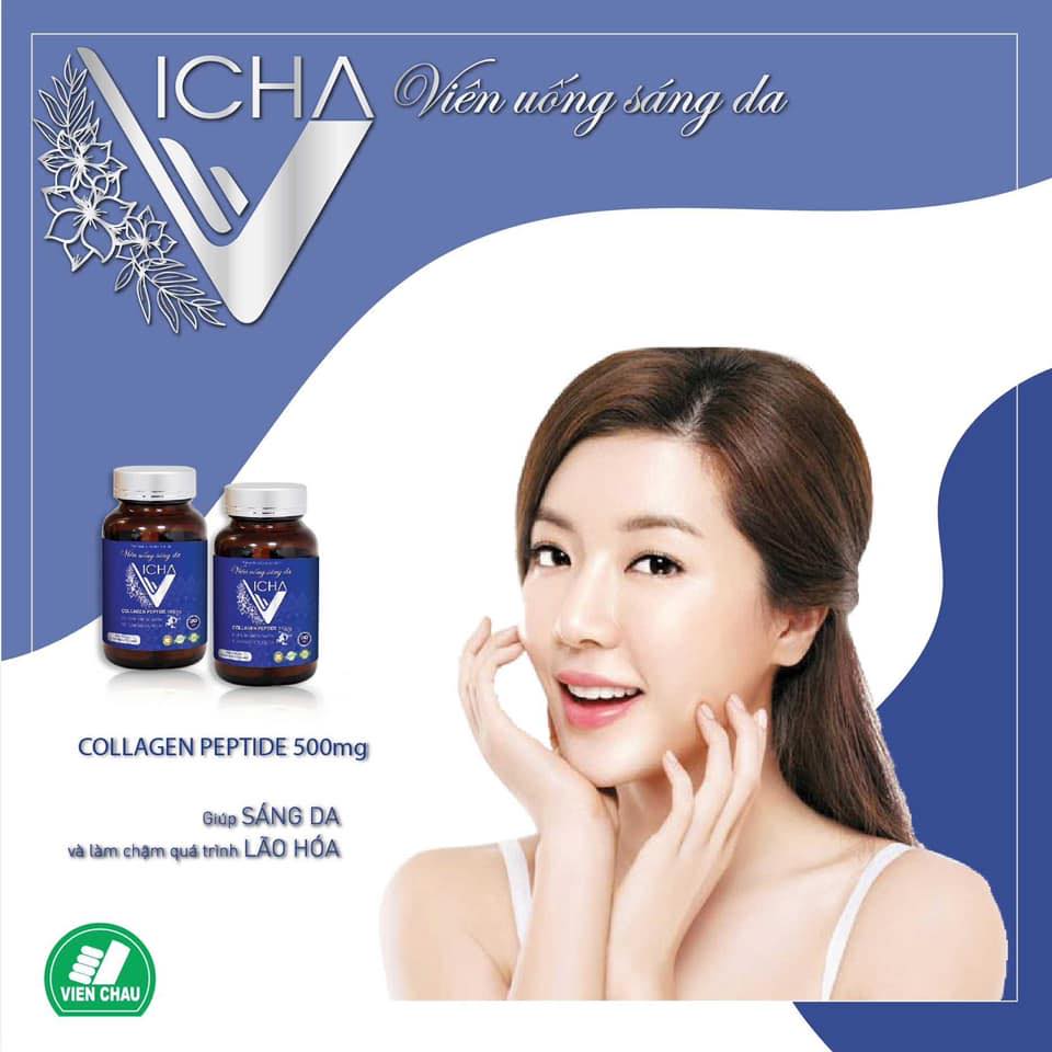 Viên uống sáng da VICHA - Collagen Peptide 500mg