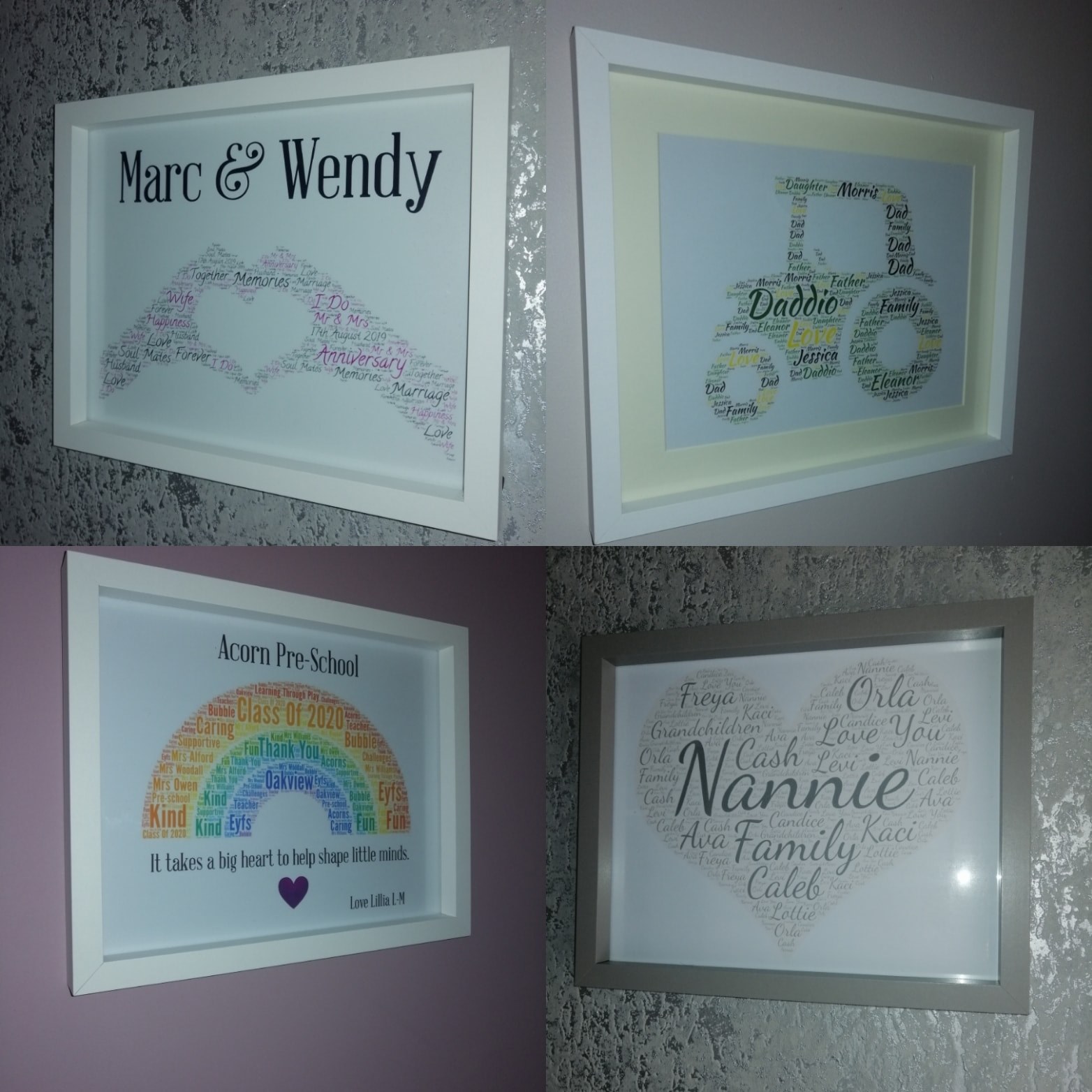 Personalised Word Picture Frames