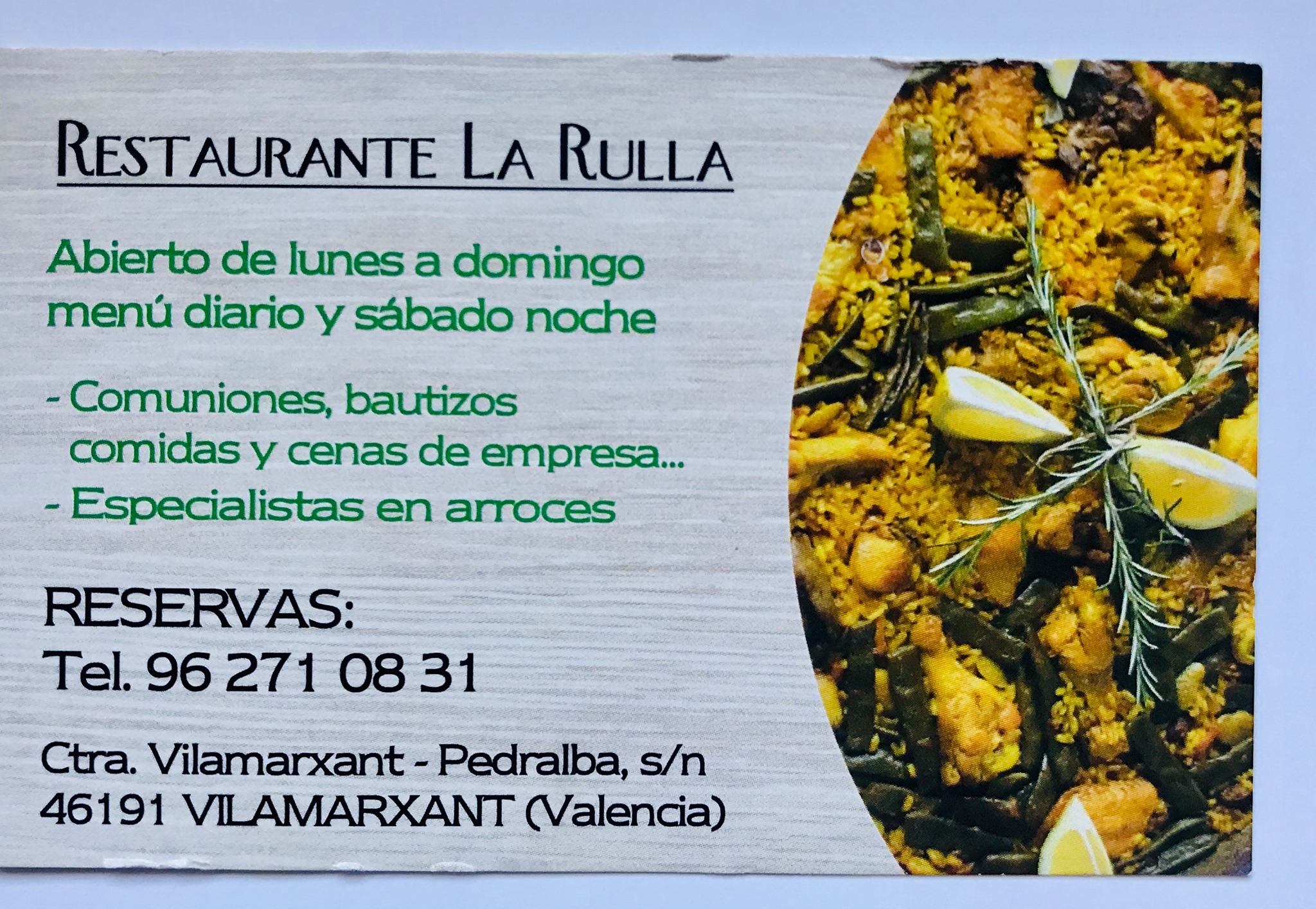 Restaurante RACÓ La RULLA | Villamarchante