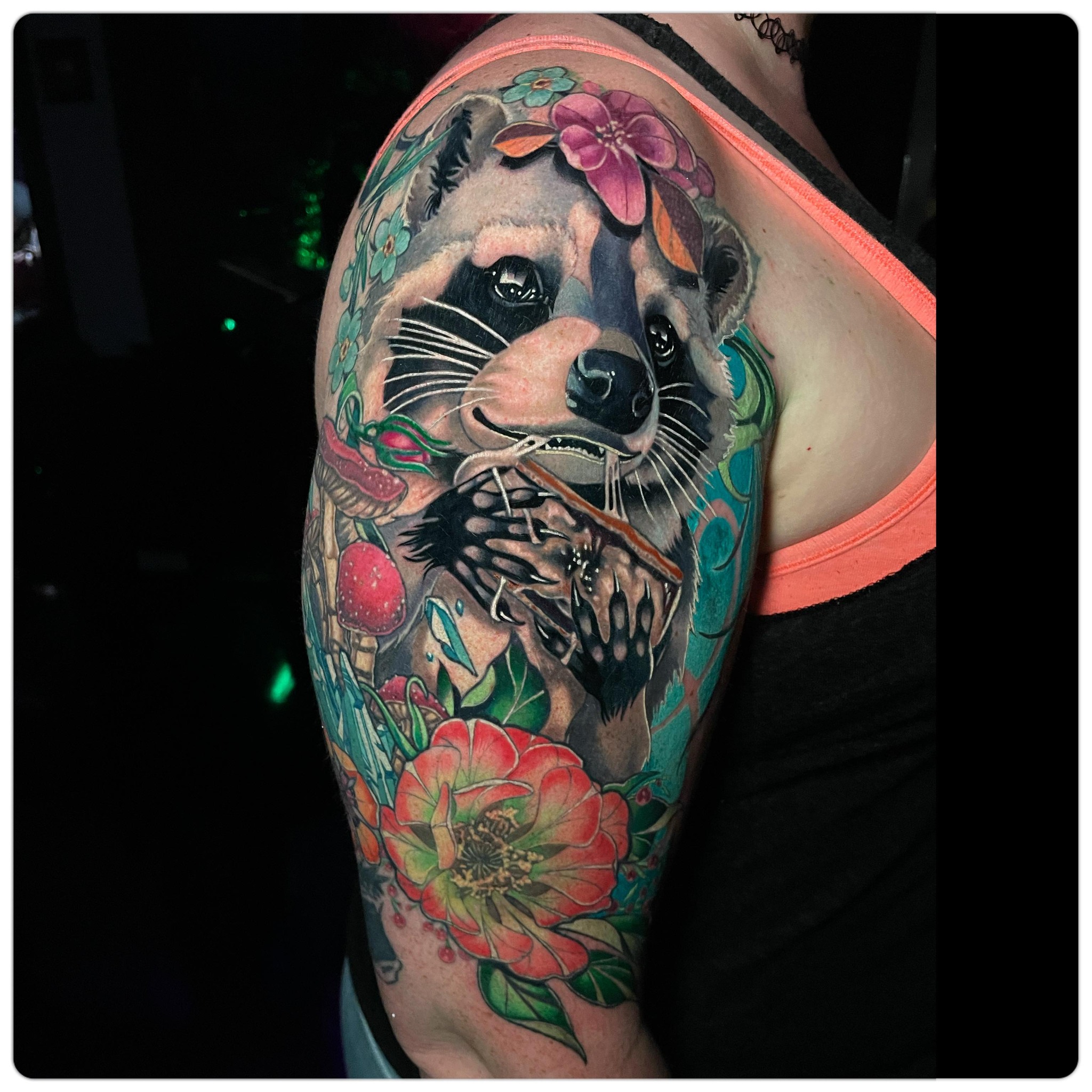 Building a lovely full color bomb floral sleeve for Miss Pilar , we ...
