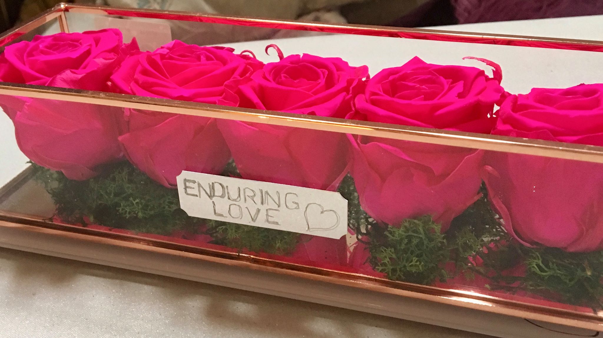 Enduring Love - Preserved Rose hatbox and displays