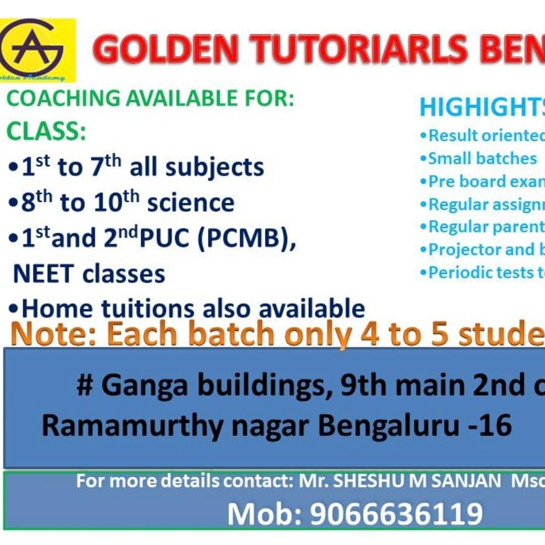 Golden Tutorial Mulabagal | Bangalore