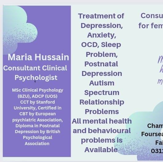 Maria Hussain Clinical Psychologist | Faisalabad