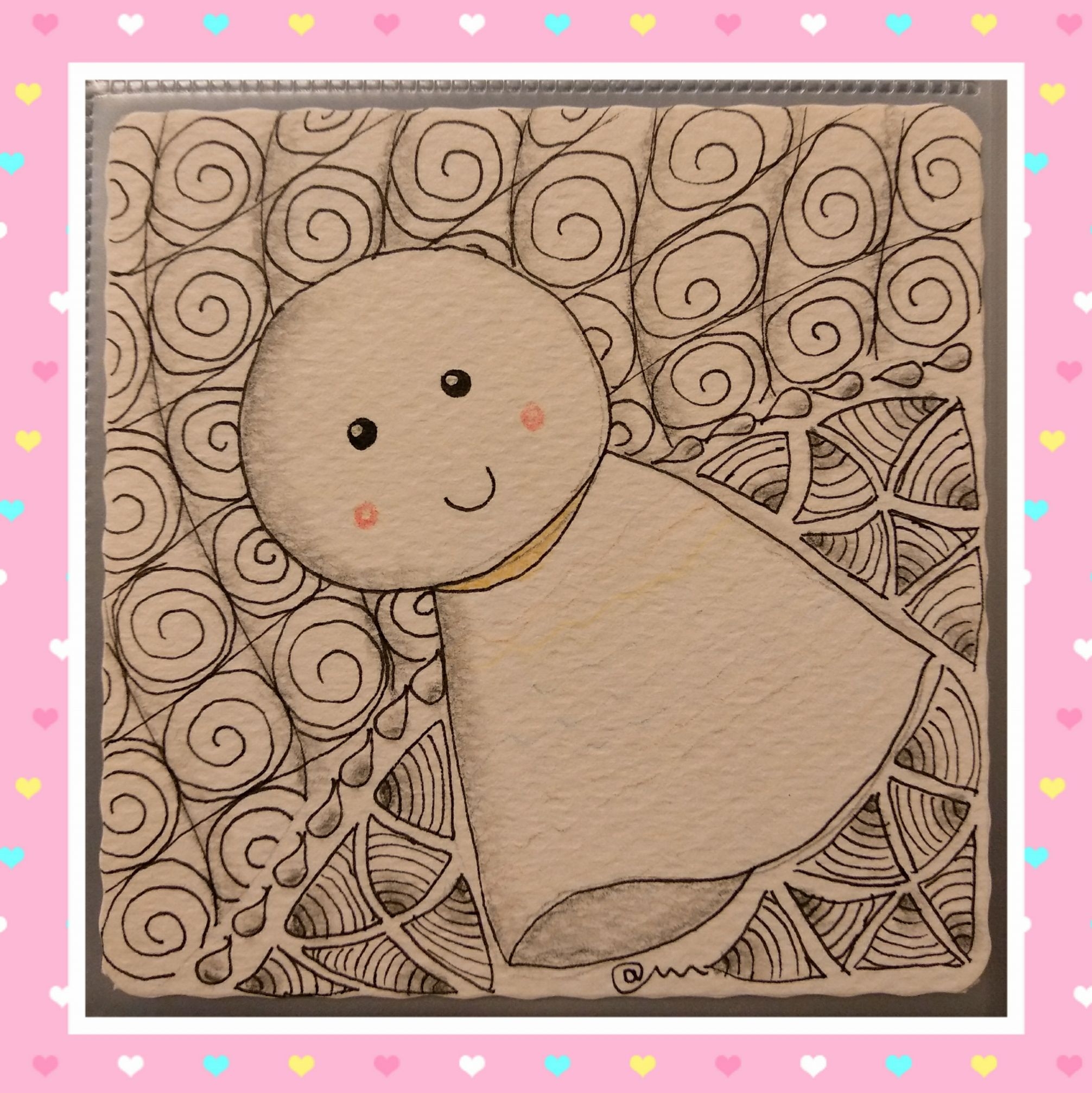 晴心禪繞畫廊 - 粉彩與禪繞結合 用了重疊的櫻花圖案做暗線😄 #zentangle, #ZIA, #zentangleinspiredart ...