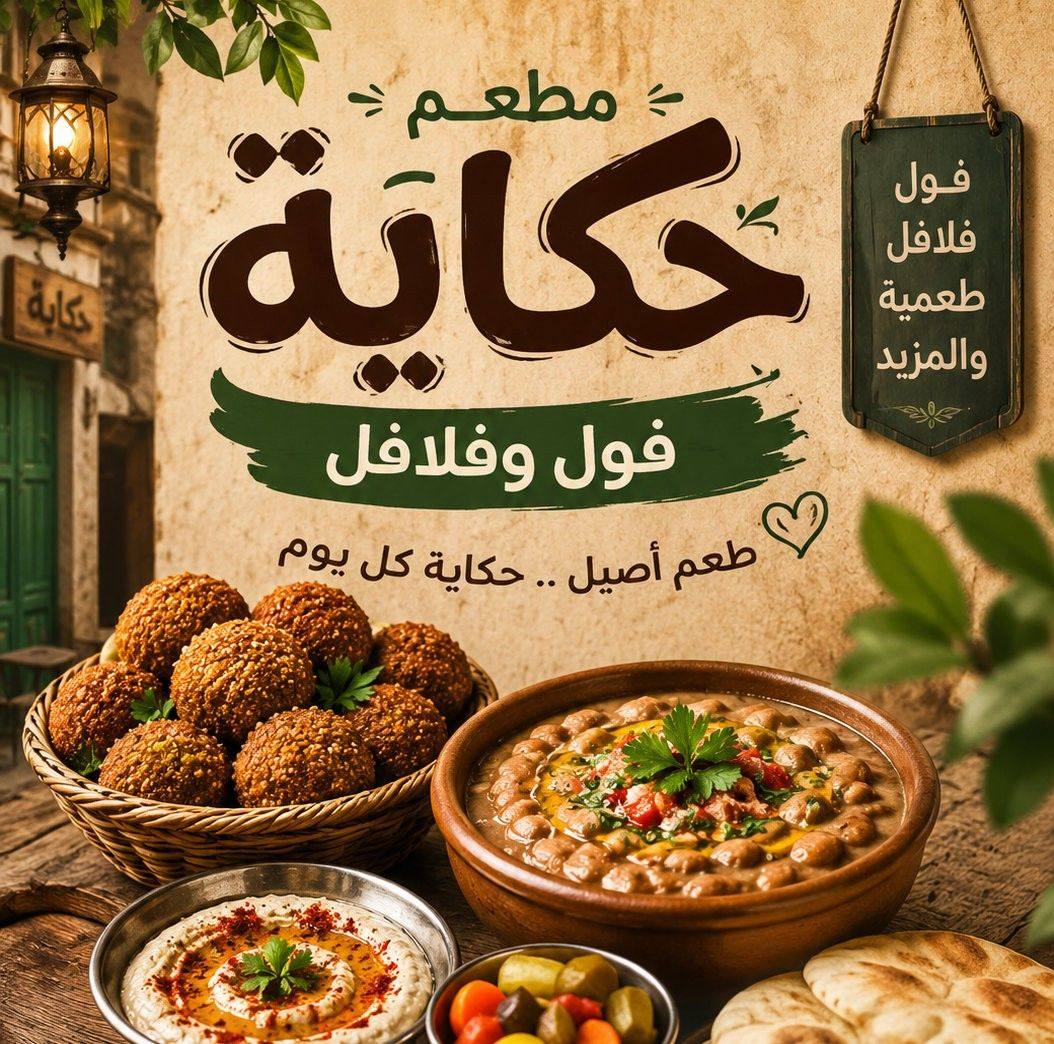 مطعم فول وفلافل حكايه - الي جميع الصيدليات والمحلات والورش بعرب الساحه ...