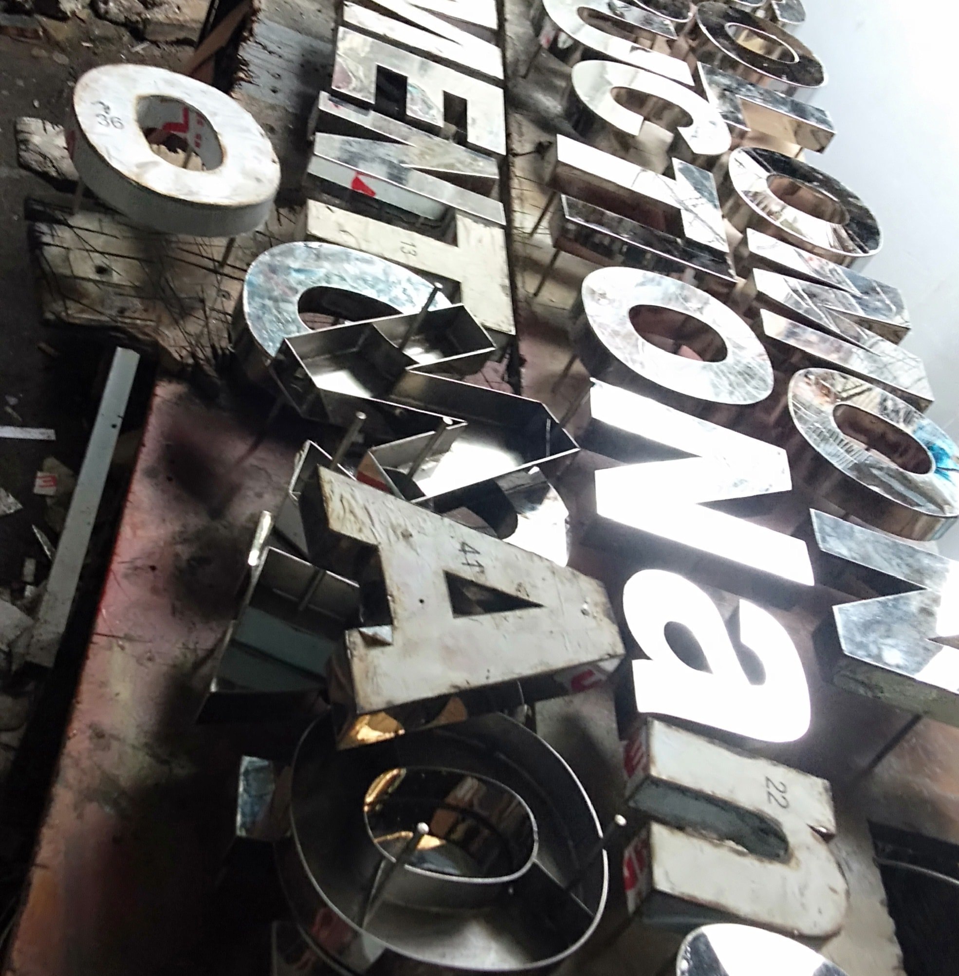 Edwin signage metal build up.