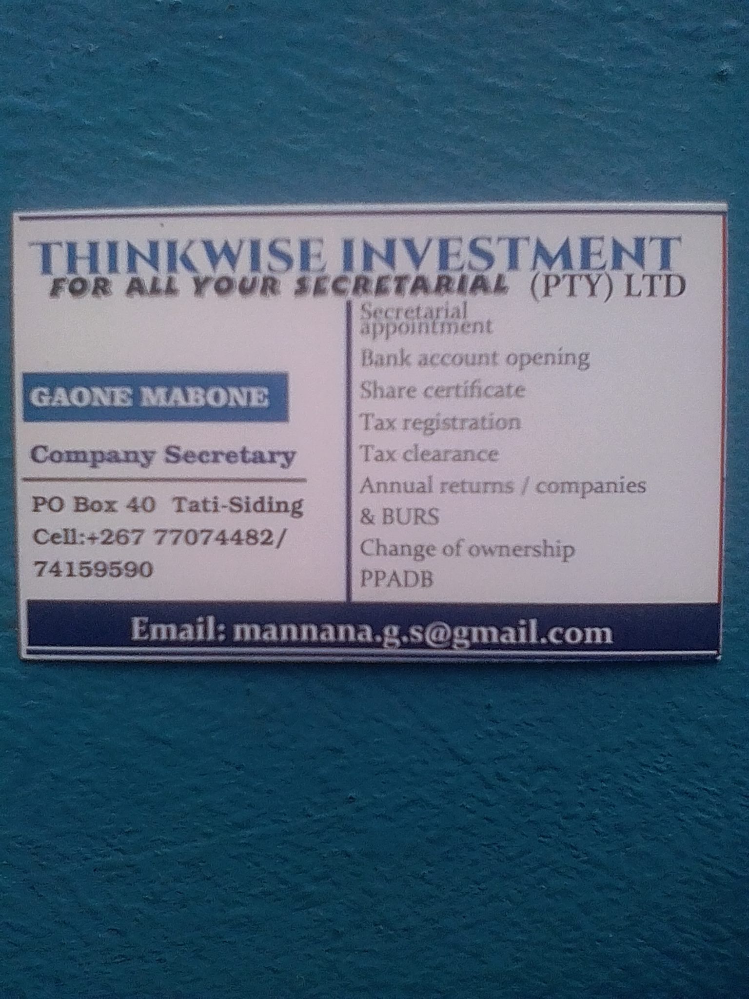 Thinkwise Investment - Ptyltd