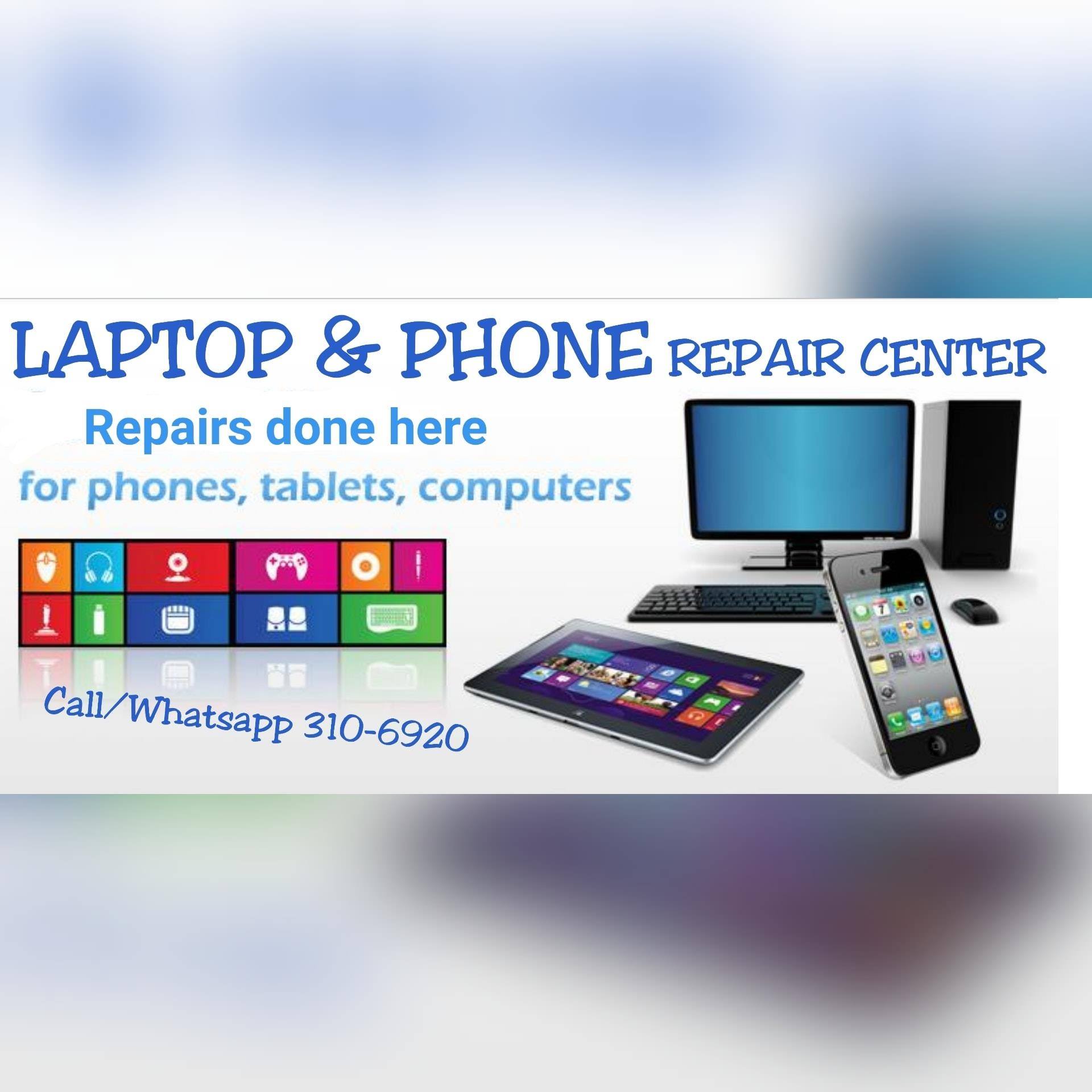 Image showcasing Laptop, Desktop, Phone and Tablet Repair Center