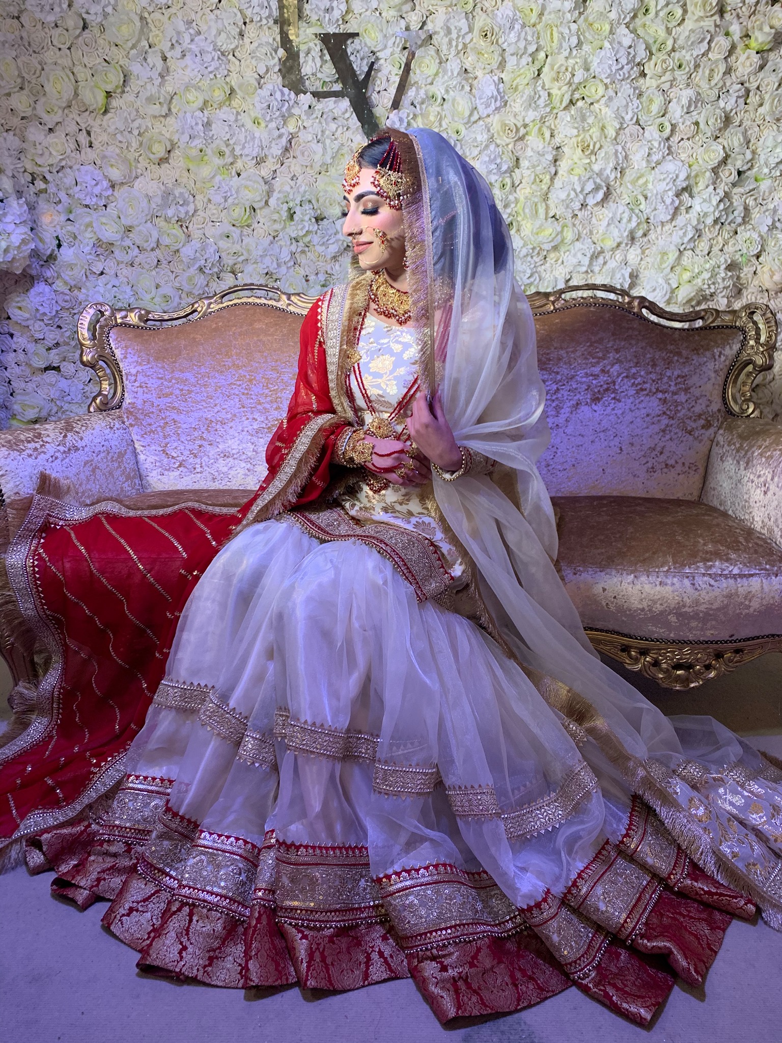 open lace back dress Pakistani Nikkah Dress in Kameez and Gharara Style  Nameera by Farooq