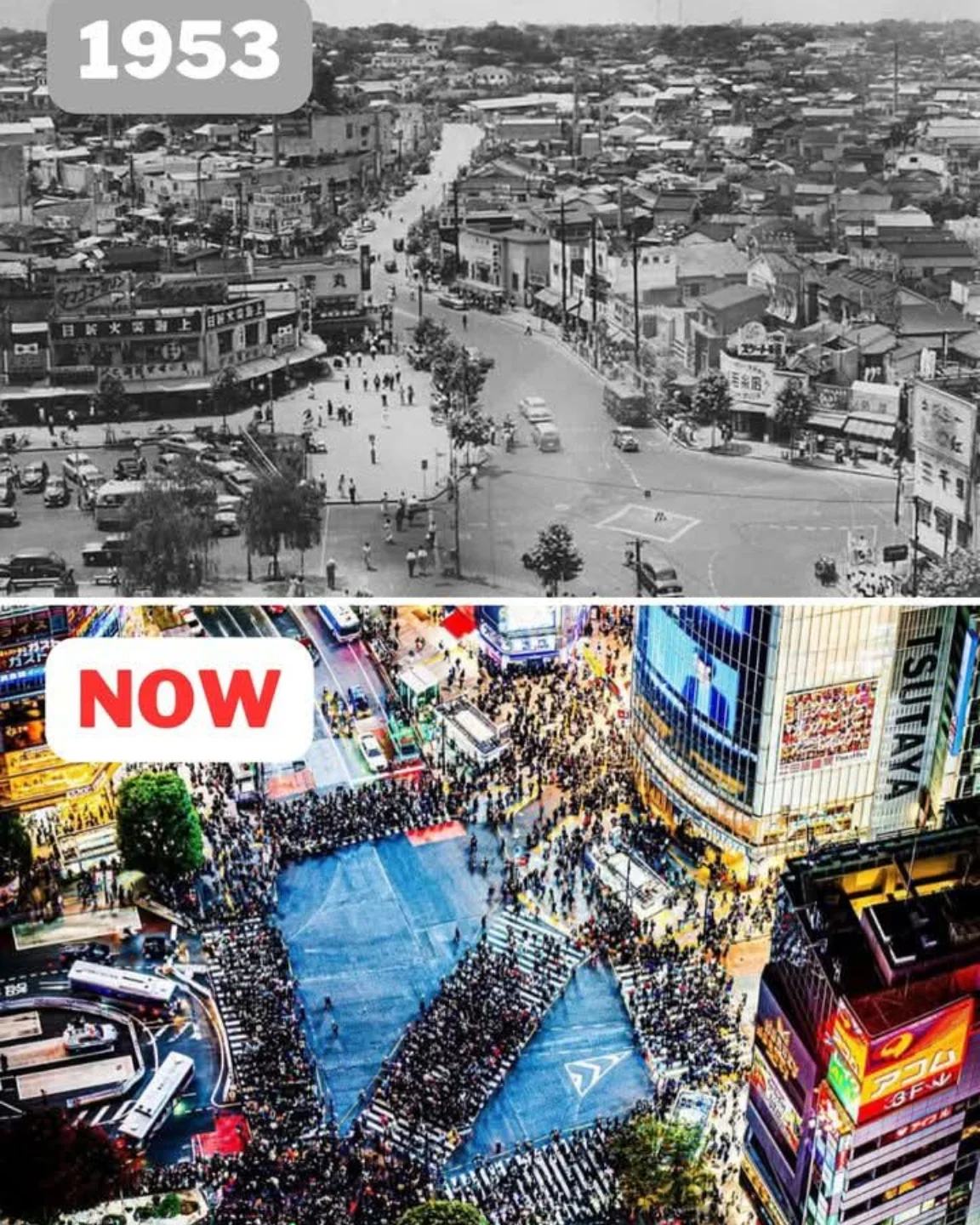 Shibuya, Tokyo in 1950 and Now #tokyo #Japan #shibuya