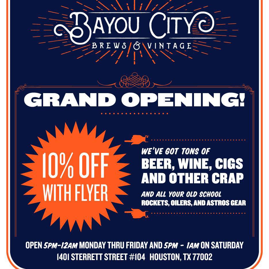 Bayou City Brews & Vintage Houston TX