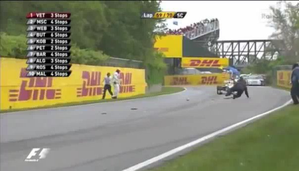 The awkward moment when you fall over in front of an F1 car