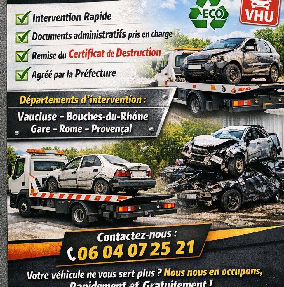 Epaviste débarrasse tous types de véhicules gratuitement