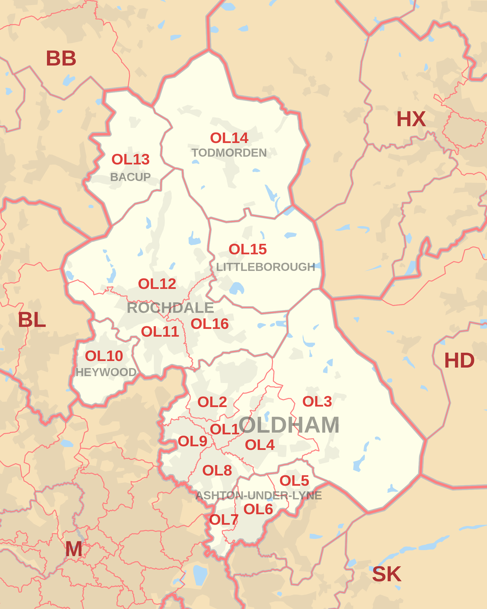 Discover OL Postcode Area Oldham
