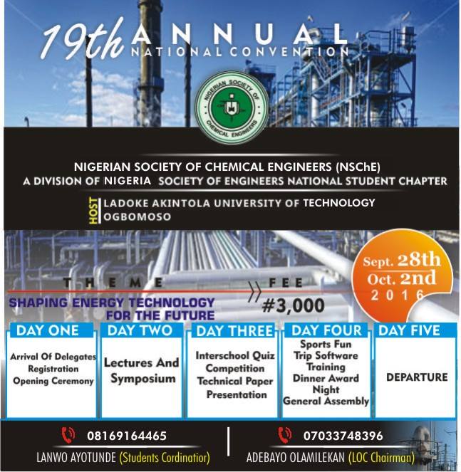 NSChE 20th Annual Student's Convention - ABU ZARIA 2017