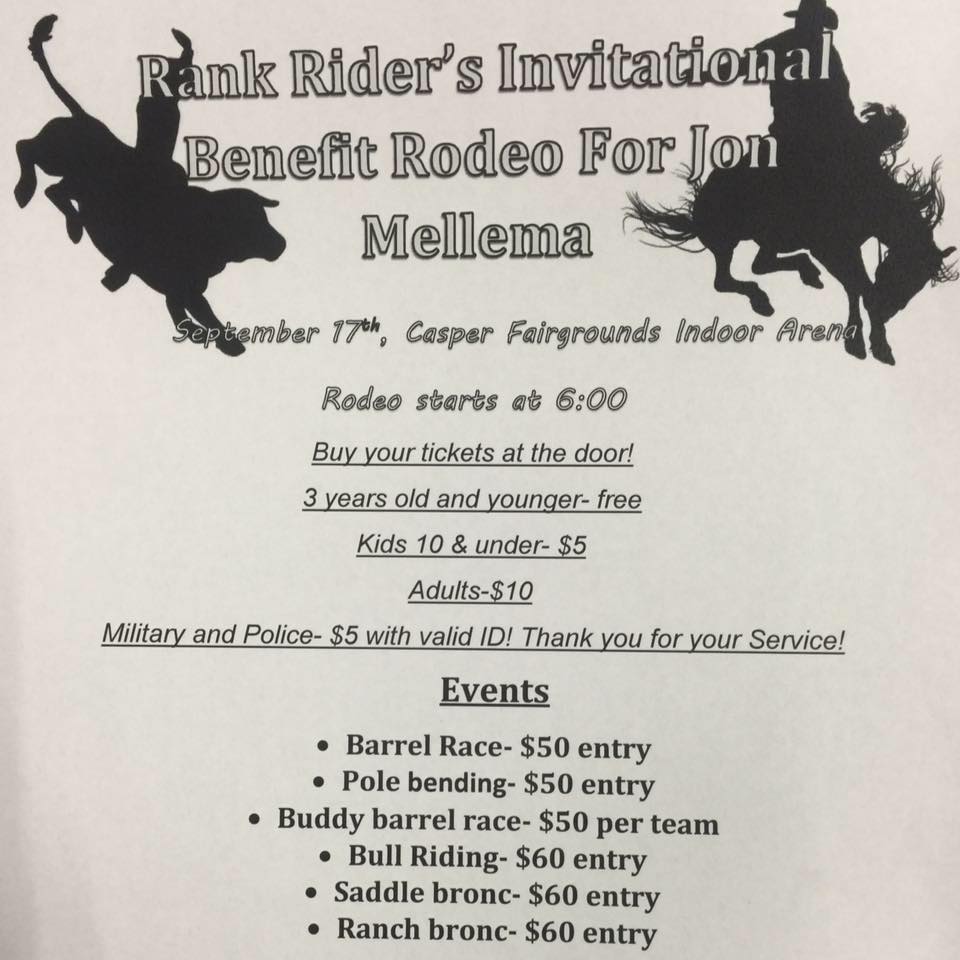 Rank Riders invitational benifit rodeo for Jon Mellema