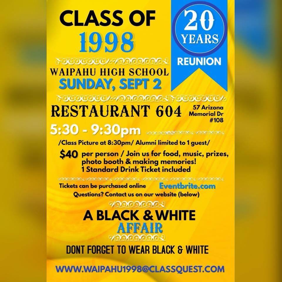 Waipahu HIGH School C/O 1998 20th YEAR Reunion - Where did you spend ...