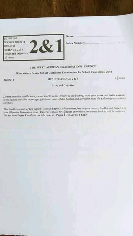 Waec standard script questions and answers