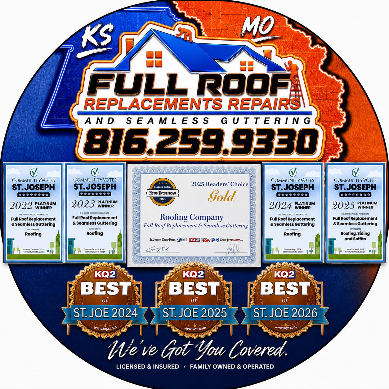 Full Roof Replacement & Repairs also Seamless Guttering | Saint Joseph MO