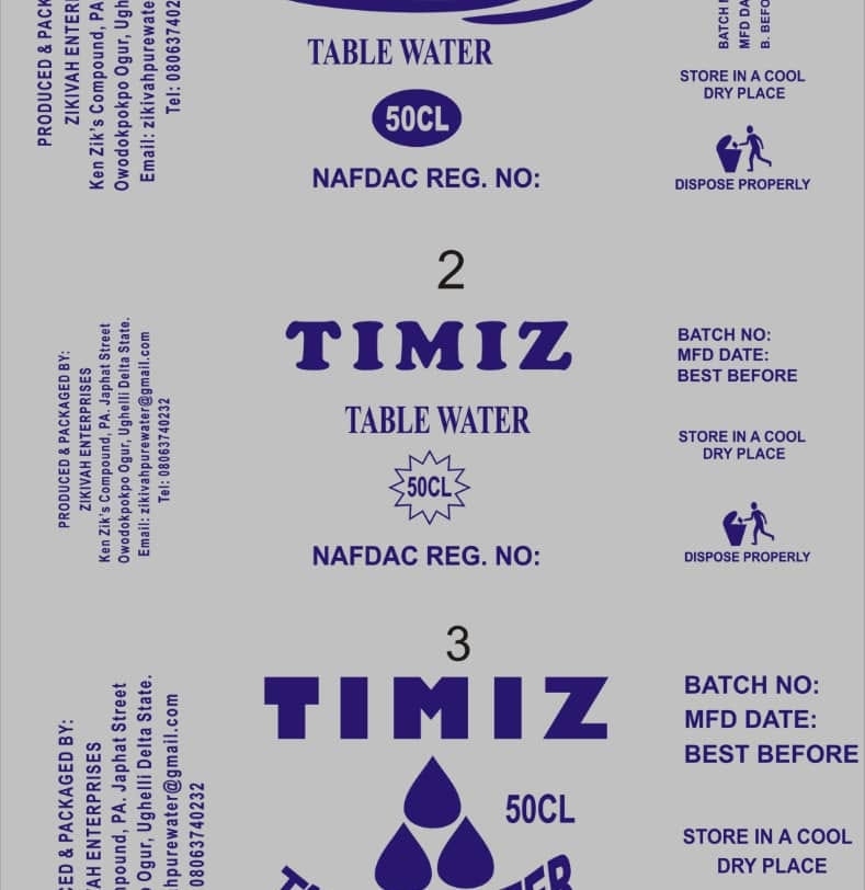 TIMIZ TABLE WATER