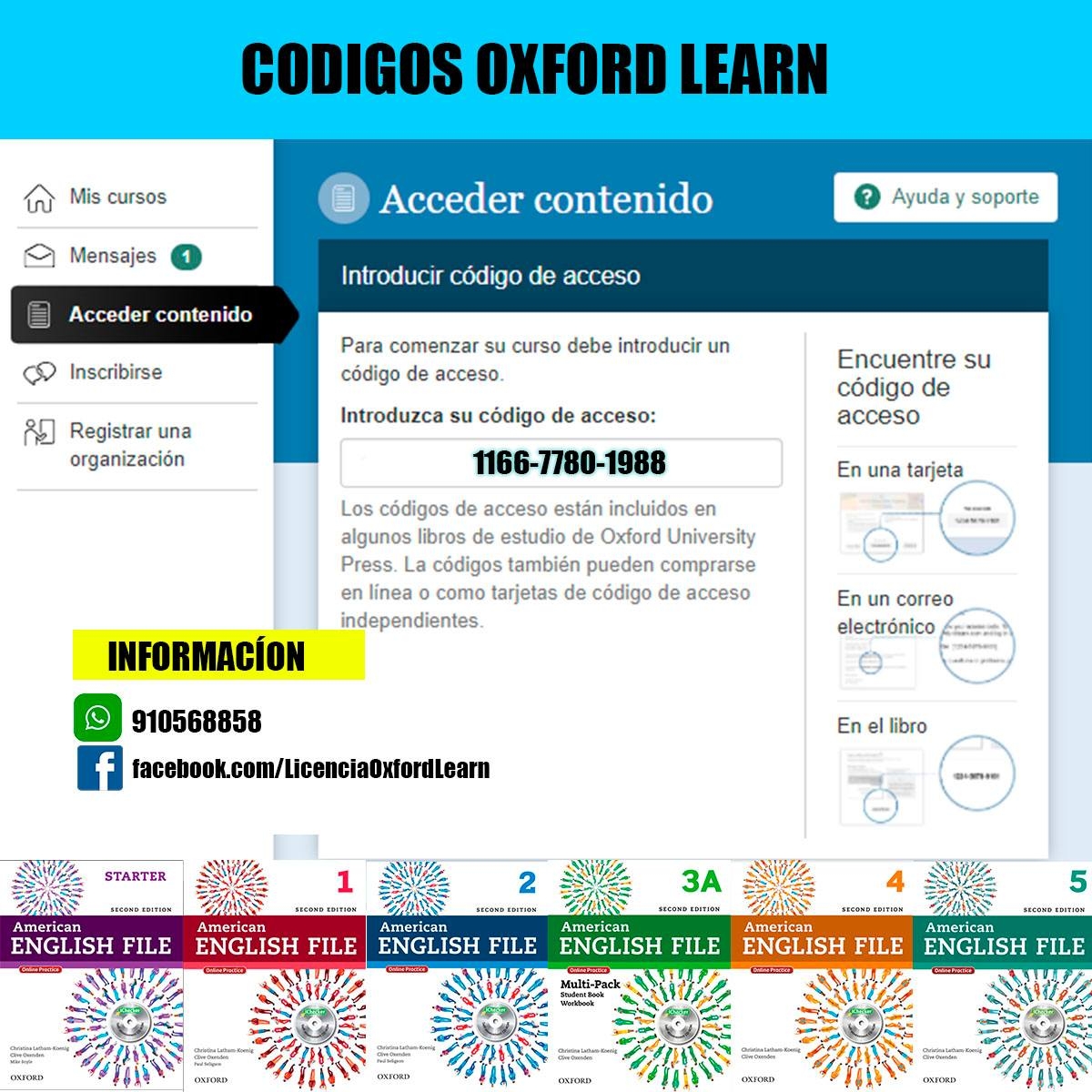 Codigos - Codigos Oxford Learn American English File - CELEN UNAP 🟨 Mas ...