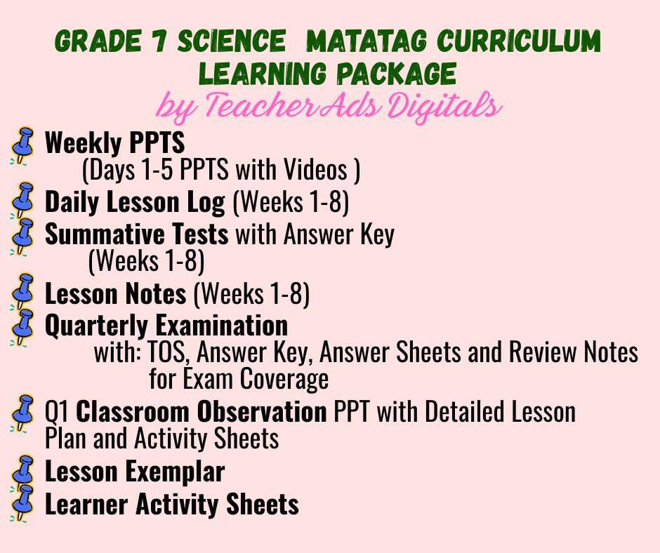 DepEd Philippines | 🧬GRADE 7 SCIENCE MATATAG CURRICULUM ALIGNED ...